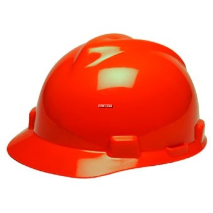 MSA V-GARD® POLYETHYLENE STANDARD SLOTTED CAP STYLE HARD HAT WITH FAS TRAC® 4 POINT RATCHET SUSPENSION - WITH CHINSTRAP