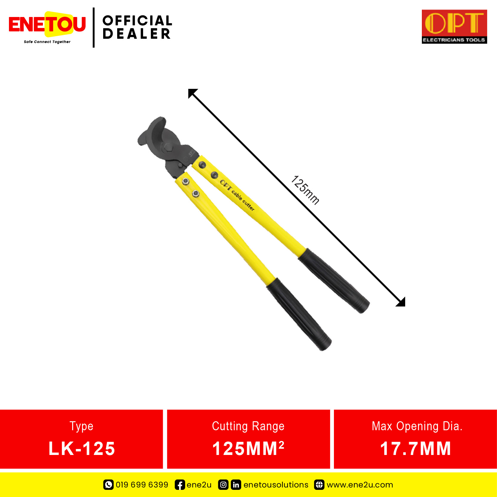 OPT LK-125 HAND CABLE CUTTER 125MMSQ