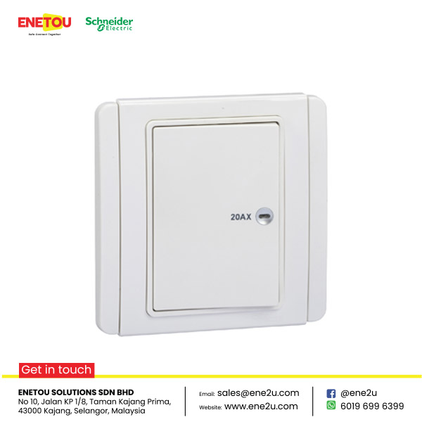 SCHNEIDER NEO E3031HD20 20A 1GANG DOUBLE POLE HORIZONTAL SWITCH W WHITE